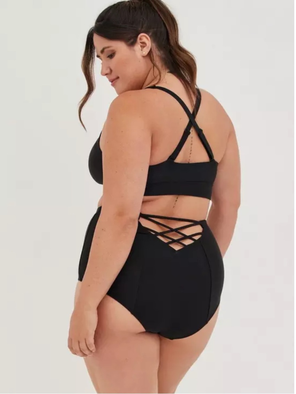 NWT Torrid Black High Waist Strappy Back Bikini Swim Bottom Size 1X